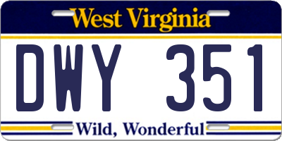 WV license plate DWY351
