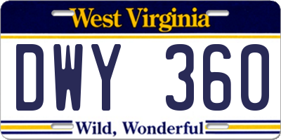 WV license plate DWY360