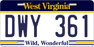 WV license plate DWY361