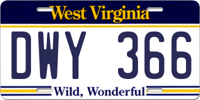 WV license plate DWY366