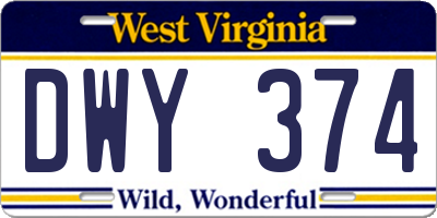 WV license plate DWY374
