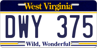 WV license plate DWY375