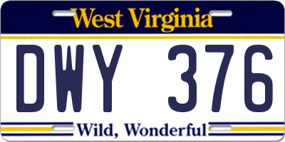 WV license plate DWY376