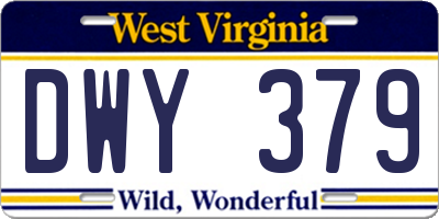 WV license plate DWY379