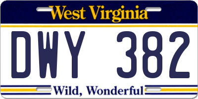 WV license plate DWY382