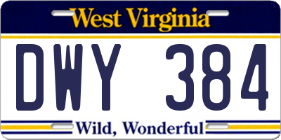 WV license plate DWY384
