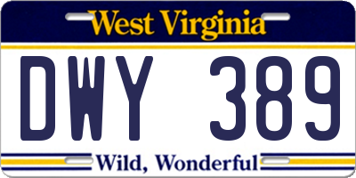 WV license plate DWY389