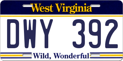 WV license plate DWY392