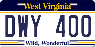 WV license plate DWY400
