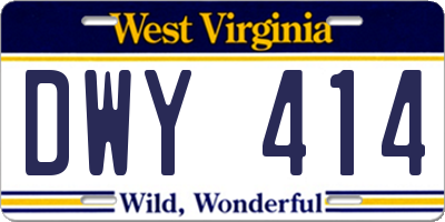 WV license plate DWY414