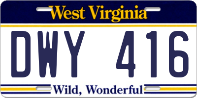WV license plate DWY416