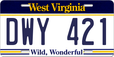 WV license plate DWY421