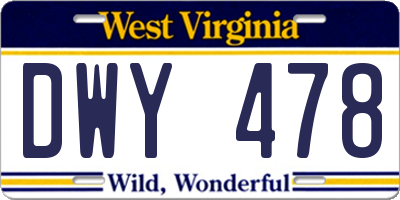 WV license plate DWY478