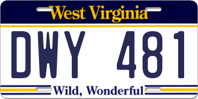 WV license plate DWY481