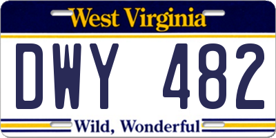 WV license plate DWY482