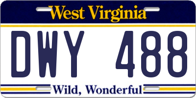 WV license plate DWY488