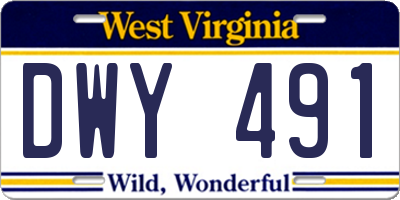 WV license plate DWY491