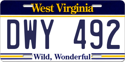 WV license plate DWY492