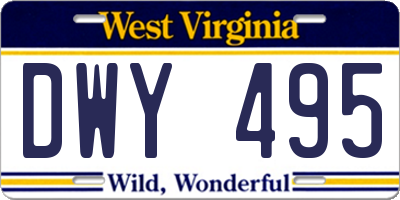 WV license plate DWY495