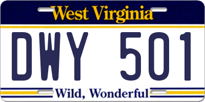 WV license plate DWY501
