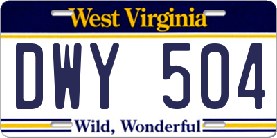 WV license plate DWY504