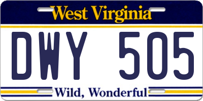 WV license plate DWY505