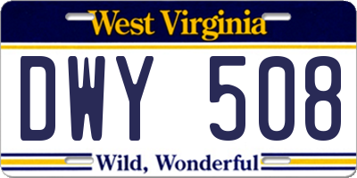 WV license plate DWY508