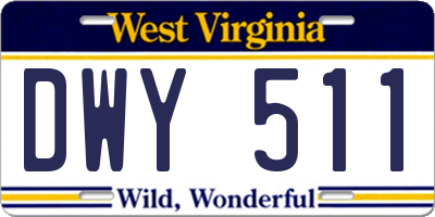 WV license plate DWY511