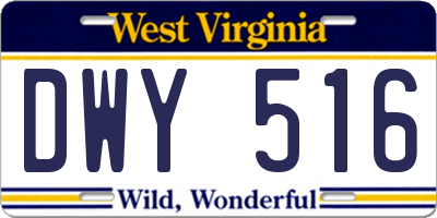 WV license plate DWY516
