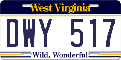 WV license plate DWY517