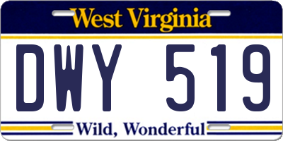 WV license plate DWY519