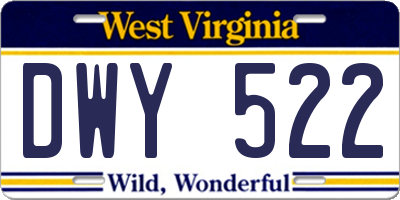 WV license plate DWY522