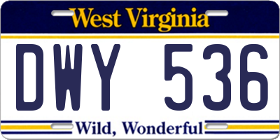 WV license plate DWY536