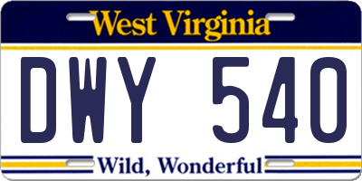 WV license plate DWY540