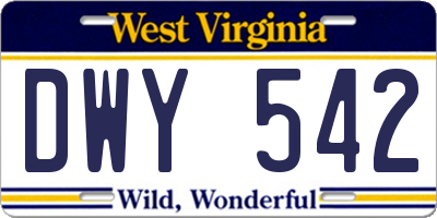 WV license plate DWY542