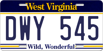 WV license plate DWY545