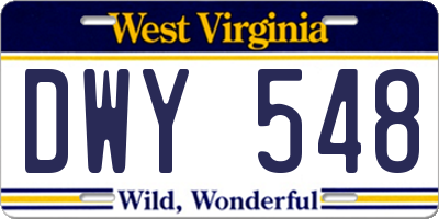 WV license plate DWY548