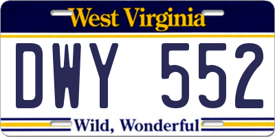 WV license plate DWY552