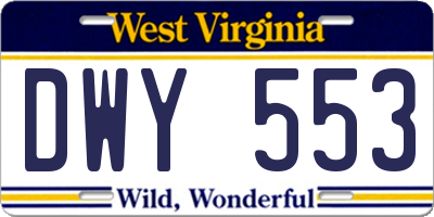 WV license plate DWY553