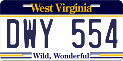 WV license plate DWY554
