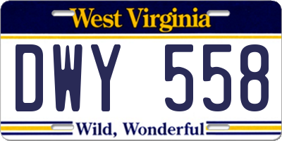 WV license plate DWY558