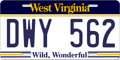 WV license plate DWY562