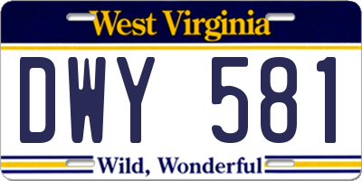 WV license plate DWY581