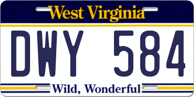 WV license plate DWY584
