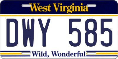 WV license plate DWY585