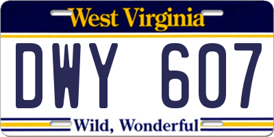 WV license plate DWY607