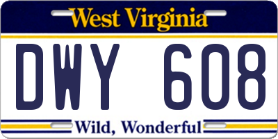 WV license plate DWY608