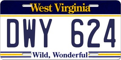 WV license plate DWY624