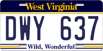 WV license plate DWY637