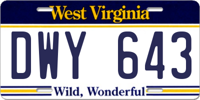 WV license plate DWY643